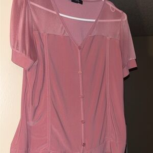 Pink Sheer Buttoned Blouse